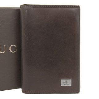 Gucci - 【本物保証】 箱付 グッチ GUCCI ロゴプレート シンプル 8枚用 カードケース レザー ブラウン 92757 3731