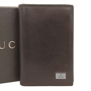 グッチ(Gucci)の【本物保証】 箱付 グッチ GUCCI ロゴプレート シンプル 8枚用 カードケース レザー ブラウン 92757 3731(その他)