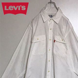 Levi's - 【日本製】リーバイス　ロゴ入りカジュアルシャツ　ホワイト　オレンジタブ　K717