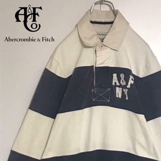 Abercrombie&Fitch - 【肉厚】アバクロンビー＆フィッチ　ロゴ入りラガーシャツ　ボーダー　K694