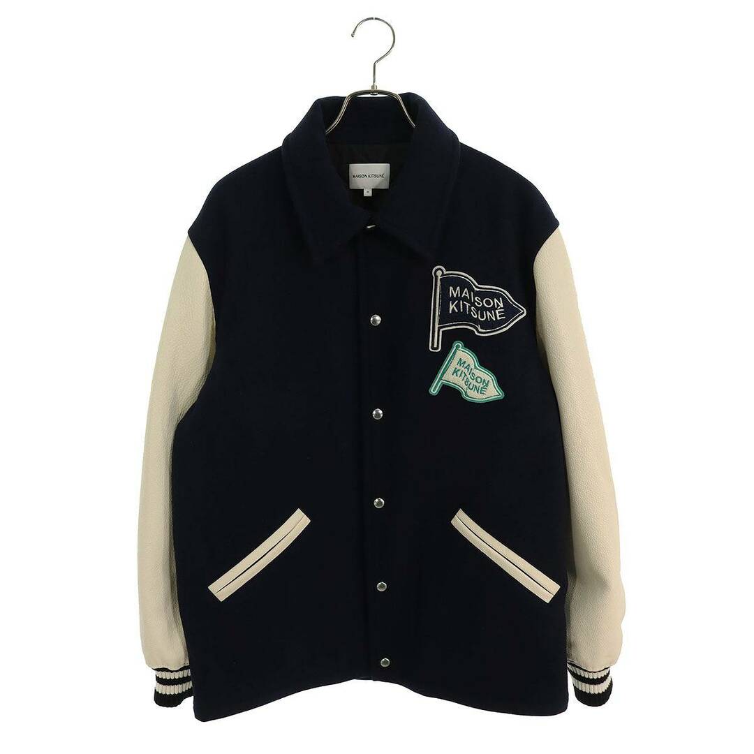 MAISON KITSUNE'(メゾンキツネ)のメゾンキツネ  KML03570 レザースリーブスタジャンブルゾン メンズ M メンズのジャケット/アウター(ブルゾン)の商品写真