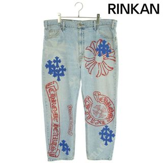 クロムハーツ(Chrome Hearts)のクロムハーツ ×リーバイス LEVI'S  STENCIL DENIM/ステンシル ペイントデザインクロスパッチ付きデニムパンツ メンズ 38(デニム/ジーンズ)