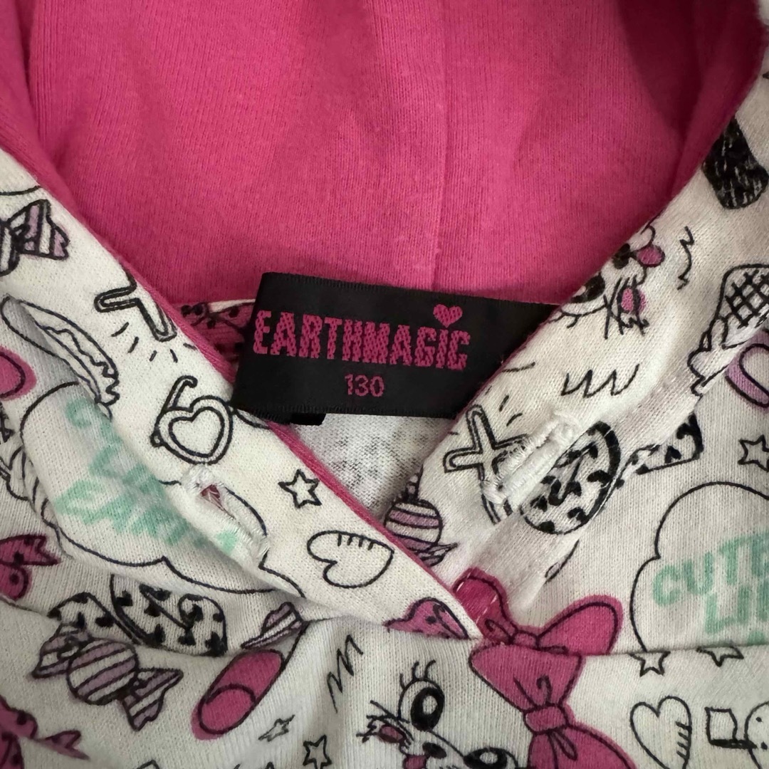 EARTHMAGIC(アースマジック)のアースマジック　フード付きロンT  Tシャツ　130 キッズ/ベビー/マタニティのキッズ服女の子用(90cm~)(Tシャツ/カットソー)の商品写真