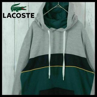 LACOSTE - 【希少】ラコステ パーカー パジャマ プルオーバー グレー モスグリーン M