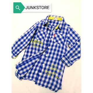 【JUNKSTORE 】キッズ・チェック柄・シャツ・ブルー・110cm