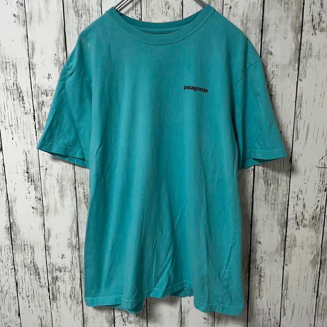 patagonia(パタゴニア)のPatagonia USA古着 ビッグプリントロゴTシャツ L ターコイズメンズ メンズのトップス(Tシャツ/カットソー(半袖/袖なし))の商品写真