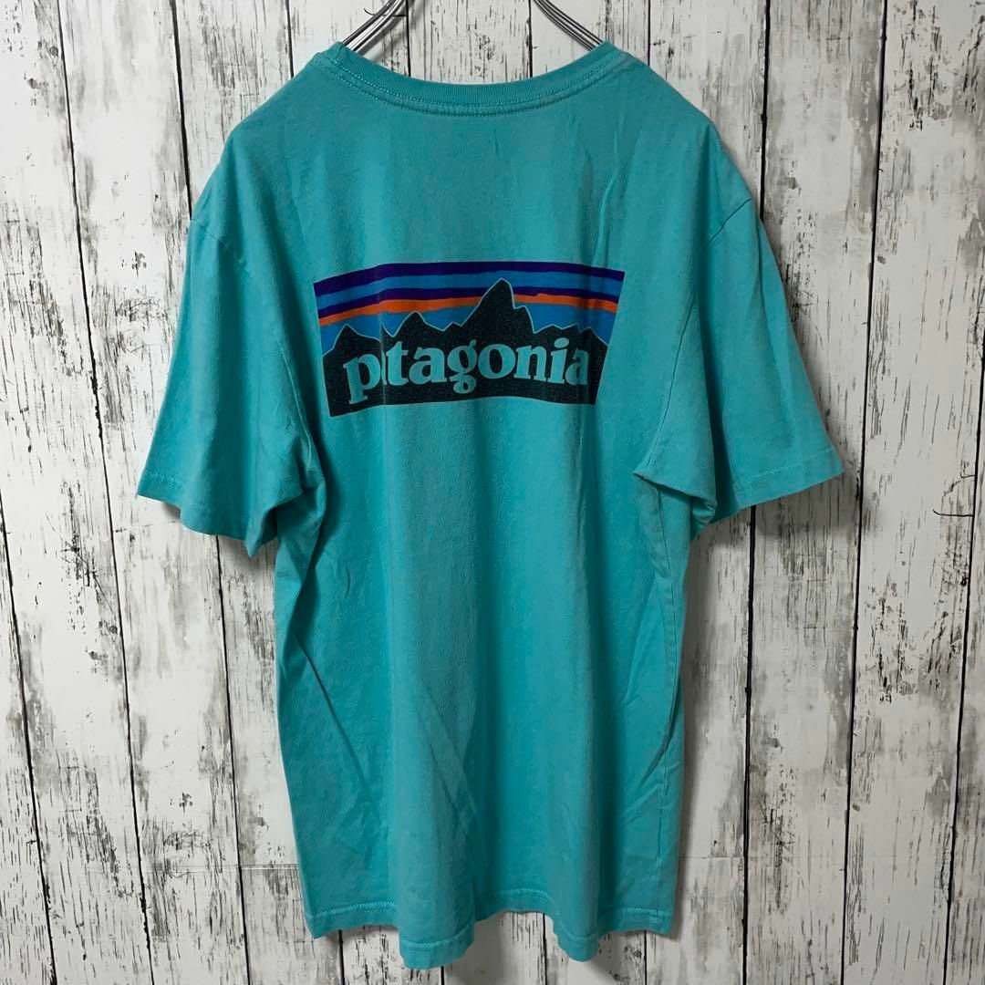 patagonia(パタゴニア)のPatagonia USA古着 ビッグプリントロゴTシャツ L ターコイズメンズ メンズのトップス(Tシャツ/カットソー(半袖/袖なし))の商品写真