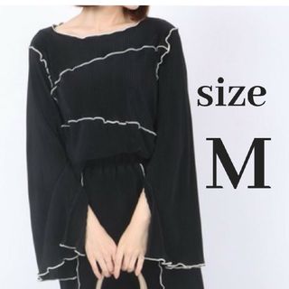 シマムラ(しまむら)のしまむら　Lutique　カットプリーツメロー　トップス　Mサイズ　ブラック(カットソー(長袖/七分))