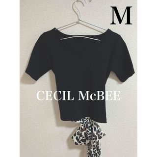 CECIL McBEE - CECILMcBEE 夏服 半袖 ブラック バックリボン 豹柄 M