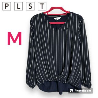 PLST - プラステ　オフィス　レディース　カットソー　長袖　M ストライプ