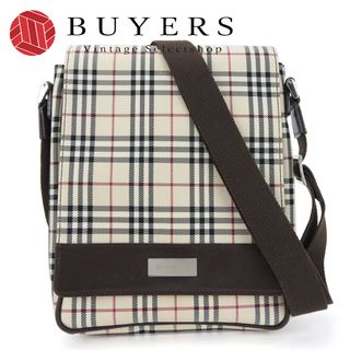 BURBERRY - 【中古】 バーバリー ショルダーバッグ ナイロン レザー ベージュ ブラウン シルバー金具 ノバチェック 斜め掛け レディース 女性 BURBERRY