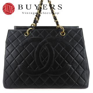 CHANEL - 【中古】 シャネル トートバッグ マトラッセステッチ ラムスキン ブラック ゴールド金具 4番台 ココマーク チェーン レディース 女性 CHANEL