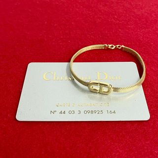 Dior - 未使用保管品 レア Christian Dior ディオール CD ロゴ 金具 チェーン ブレスレット バングル ゴールド レディース アクセサリー 64556