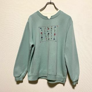 ヴィンテージ(VINTAGE)のアメリカ古着　ヴィンテージ　トレーナー　スウェット　花　刺繍　ださかわ　R21(トレーナー/スウェット)