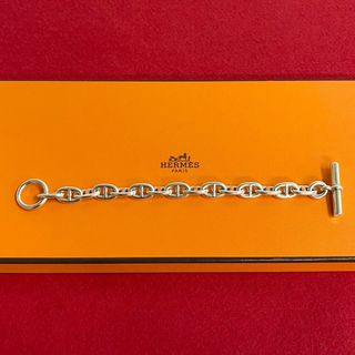 エルメス(Hermes)の極 美品 HERMES エルメス シェーヌダンクル MM 15コマ シルバー925 チェーン ブレスレット バングル レディース メンズ シルバー 22798(ブレスレット/バングル)