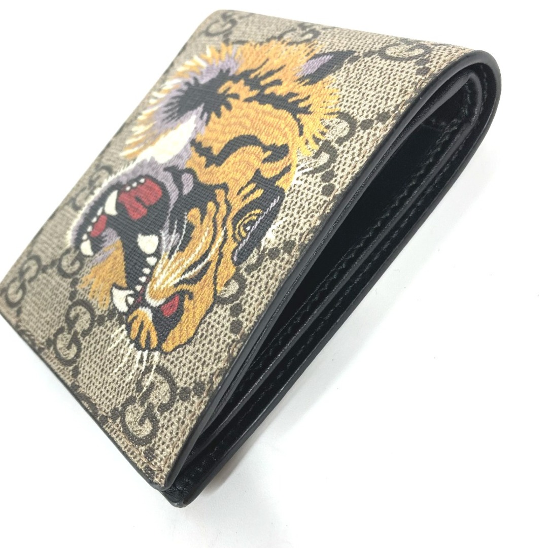 Gucci(グッチ)のグッチ GUCCI 虎 タイガー 451268 コンパクトウォレット 短財布 札入れ 2つ折り財布 GGスプリームキャンバス ベージュ 新品同様 メンズのファッション小物(折り財布)の商品写真