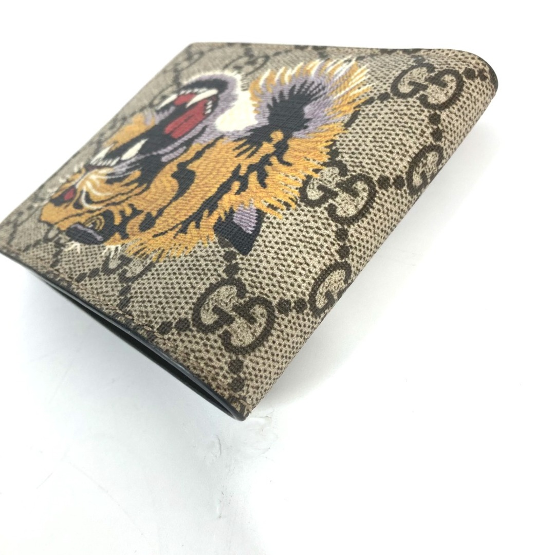 Gucci(グッチ)のグッチ GUCCI 虎 タイガー 451268 コンパクトウォレット 短財布 札入れ 2つ折り財布 GGスプリームキャンバス ベージュ 新品同様 メンズのファッション小物(折り財布)の商品写真