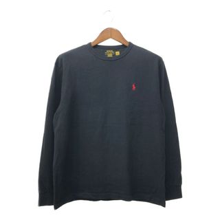 ポロラルフローレン(POLO RALPH LAUREN)のPolo by Ralph Lauren ポロ ラルフローレン 長袖Ｔシャツ ワンポイント ブラック (メンズ M) 中古 古着 Q3309(Tシャツ/カットソー(七分/長袖))