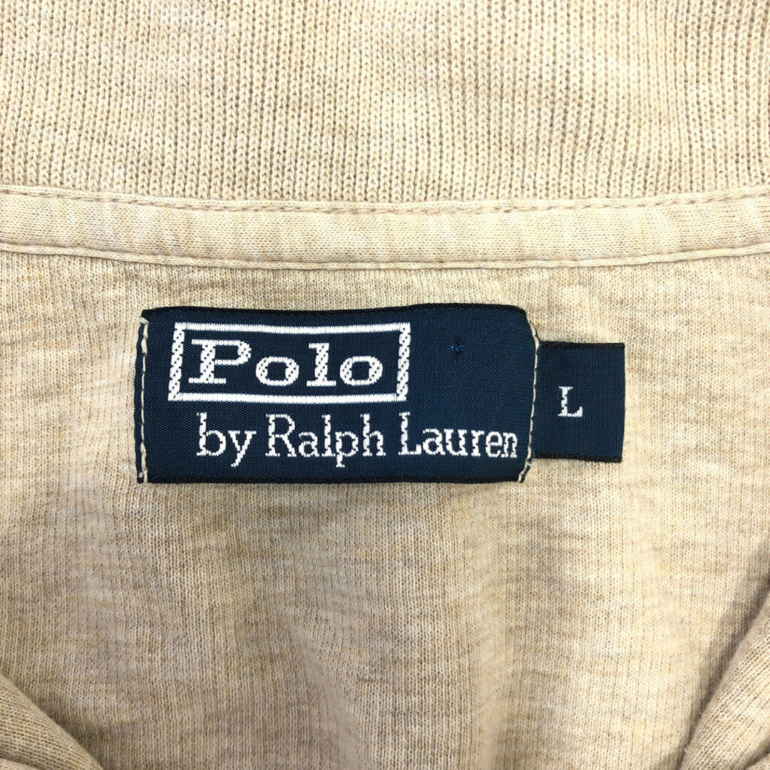 POLO RALPH LAUREN(ポロラルフローレン)の90年代 Polo by Ralph Lauren ポロ ラルフローレン ハーフジップ ドライバーズニット セーター ベージュ (メンズ L) 中古 古着 Q3321 メンズのトップス(ニット/セーター)の商品写真