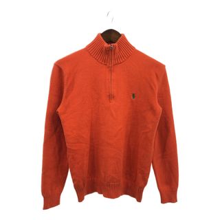 ポロラルフローレン(POLO RALPH LAUREN)の90年代 Polo by Ralph Lauren ポロ ラルフローレン ハーフジップ ドライバーズニット セーター オレンジ (メンズ S) 中古 古着 Q3322(ニット/セーター)