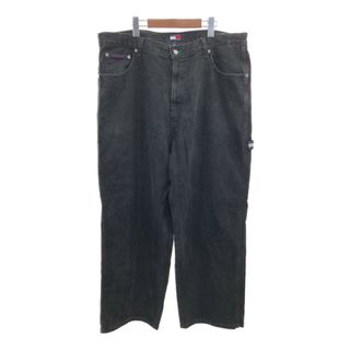 TOMMY HILFIGER - 90年代 TOMMY HILFIGER トミーヒルフィガー デニムペインターパンツ 大きいサイズ ブラック (メンズ W40 L30) 中古 古着 Q3327