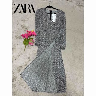 ザラ(ZARA)の新品未使用✨ZARA 総柄 シャツワンピース　ロングワンピース ロング丈 花柄(ロングワンピース/マキシワンピース)