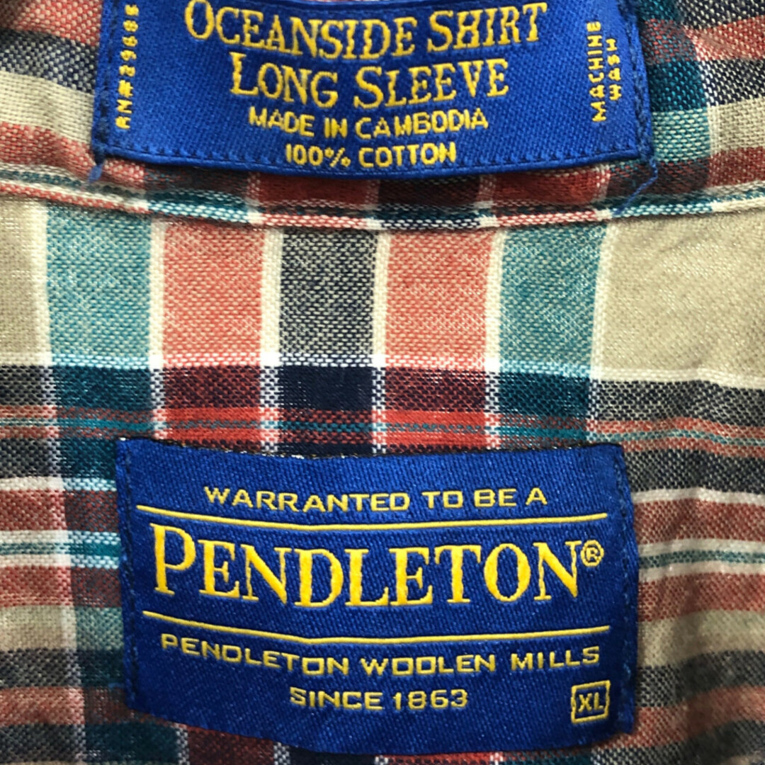 PENDLETON(ペンドルトン)のPENDLETON ペンドルトン ボタンダウン 長袖シャツ アメカジ チェック マルチカラー (メンズ XL) 中古 古着 Q3361 メンズのトップス(シャツ)の商品写真