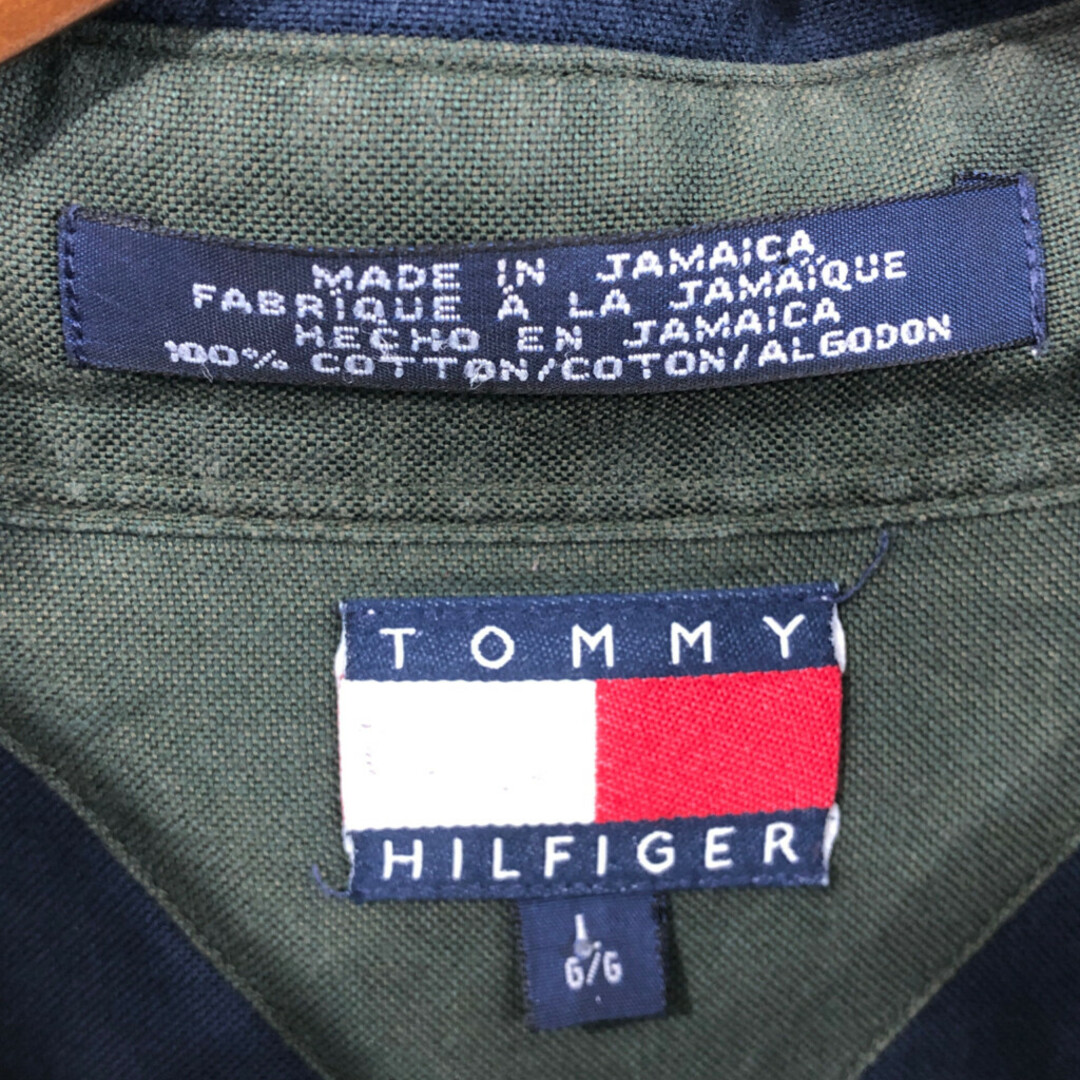 TOMMY HILFIGER(トミーヒルフィガー)の90年代 TOMMY HILFIGER トミーヒルフィガー ボタンダウン 長袖シャツ ネイビー (メンズ L) 中古 古着 Q3363 メンズのトップス(シャツ)の商品写真