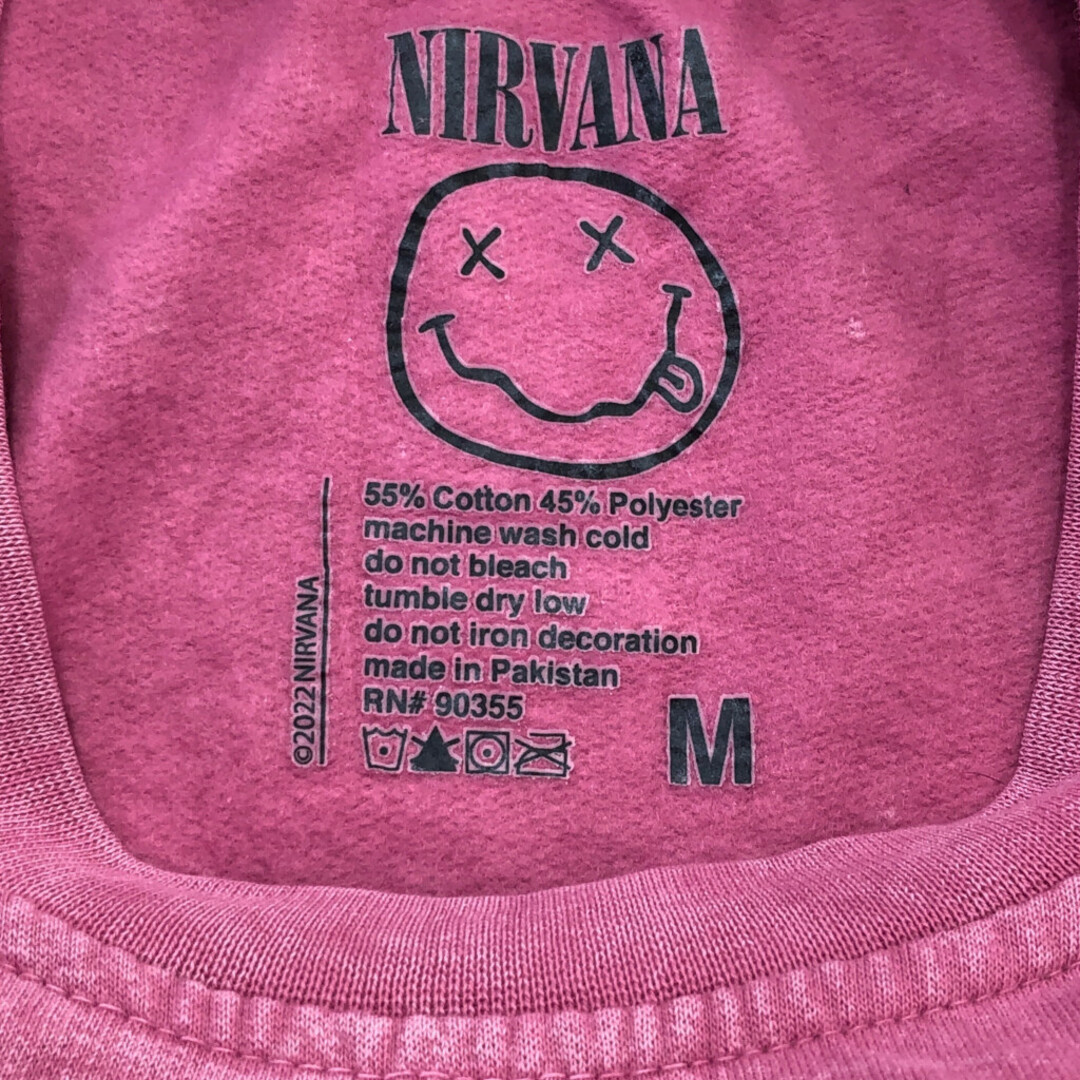 NIRVANA ニルヴァーナ ロゴ スウェット バンド ピンク (メンズ M) 中古 古着 Q3387 メンズのトップス(スウェット)の商品写真