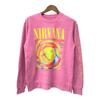 NIRVANA ニルヴァーナ ロゴ スウェット バンド ピンク (メンズ M) 中古 古着 Q3387(スウェット)