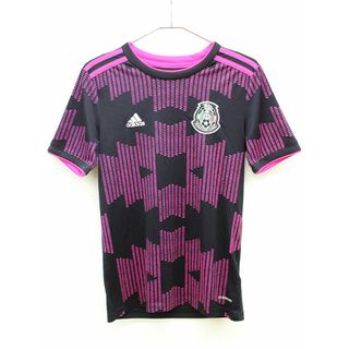 アディダス(adidas)の【夏物 新入荷!】▲メキシコ代表レプリカユニフォーム/半袖Tシャツ▲150cm 黒×ピンク アディダス/adidas サッカー 教室 トレーニング 練習 観戦【中古】子供服 キッズ kids ジュニア 男の子 女の子 夏 tops lessons 114042(ウェア)