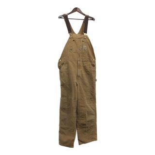 カーハート(carhartt)の90年代 USA製 Carhartt カーハート ビブオーバーオール ダブルニー 大きいサイズ ベージュ (メンズ W40 L34) 中古 古着 Q3434(サロペット/オーバーオール)