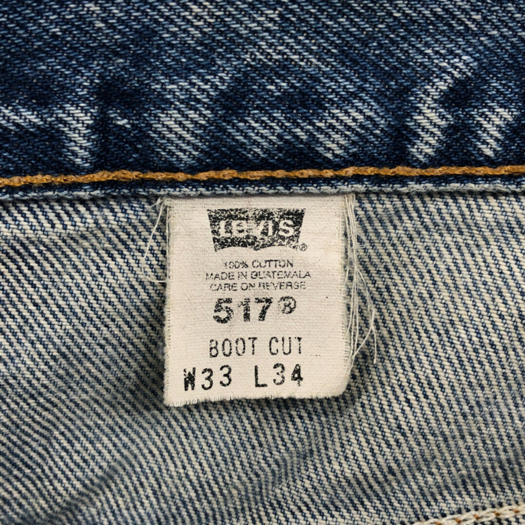 Levi's(リーバイス)の2000年代～ Levi's リーバイス 517 ブーツカット デニムパンツ アメカジ ブルー (メンズ W33 L34) 中古 古着 Q3430 メンズのパンツ(デニム/ジーンズ)の商品写真