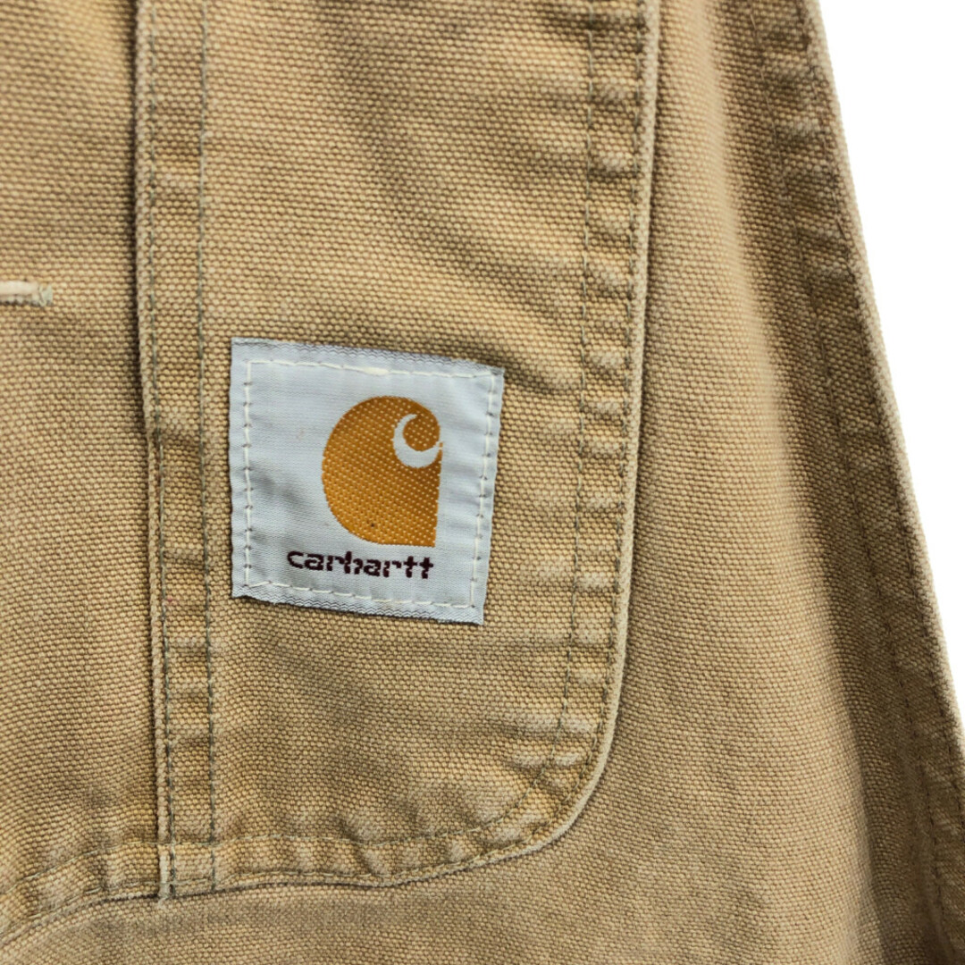 carhartt(カーハート)の80年代 USA製 Carhartt カーハート ビブオーバーオール 大きいサイズ ダブルニー ベージュ (メンズ W38 L30) 中古 古着 Q3435 メンズのパンツ(サロペット/オーバーオール)の商品写真