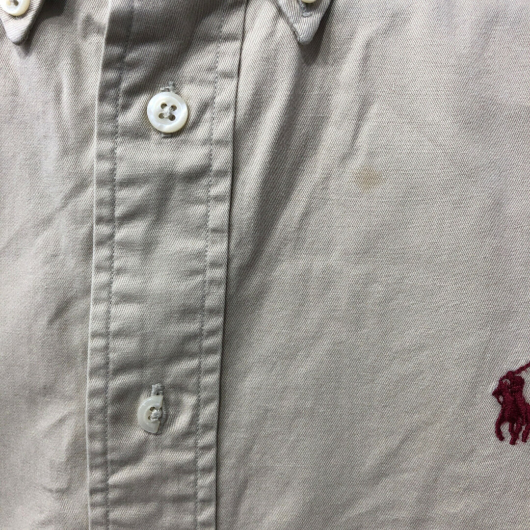 90年代 POLO COUNTRY ポロカントリー ボタンダウン 長袖シャツ ワンポイント ベージュ (メンズ L) 中古 古着 Q3444 メンズのトップス(シャツ)の商品写真