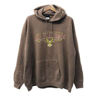 HARLEY DAVIDSON ハーレーダビッドソン ノースカロライナ スウェット パーカー バイク ロゴ ブラウン (メンズ 3XL) 中古 古着 Q3459