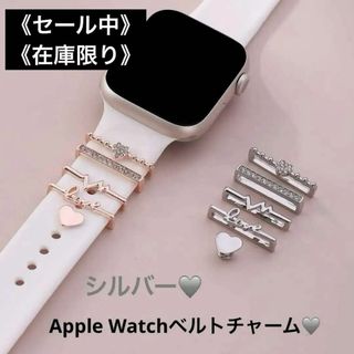 Apple Watch ベルトチャーム　シルバー　4種類セット　可愛い　おしゃれ(チャーム)