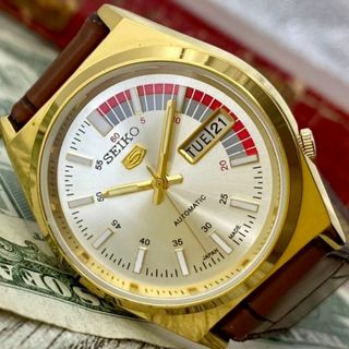 セイコー(SEIKO)の【存在感】セイコー5 メンズ腕時計 シルバー ゴールド 自動巻き ヴィンテージ(腕時計(アナログ))