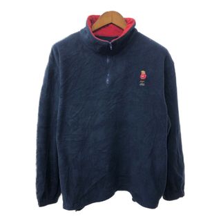 ポロラルフローレン(POLO RALPH LAUREN)の90年代 POLO SPORTS ポロスポーツ ポロベア ハーフジップ フリースジャケット ワンポイント ネイビー (メンズ L) 中古 古着 Q3475(その他)