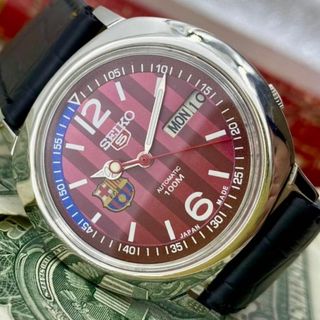 セイコー(SEIKO)の【かっこいい】セイコー5 バルセロナ メンズ腕時計 レッド 自動巻 ヴィンテージ(腕時計(アナログ))