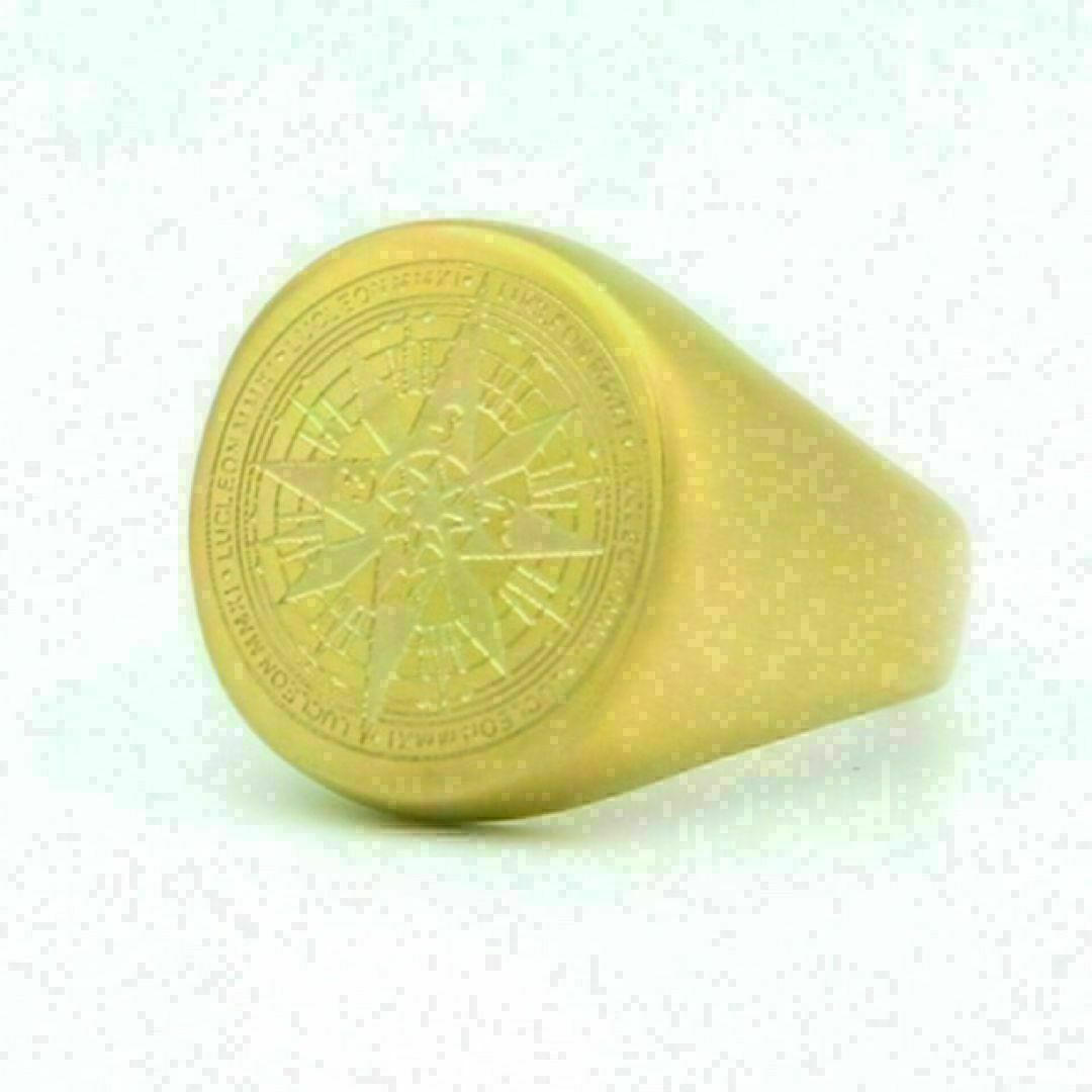 【R073】リング　メンズ　指輪　ゴールド　オーバル　ステンレス　20号 メンズのアクセサリー(リング(指輪))の商品写真