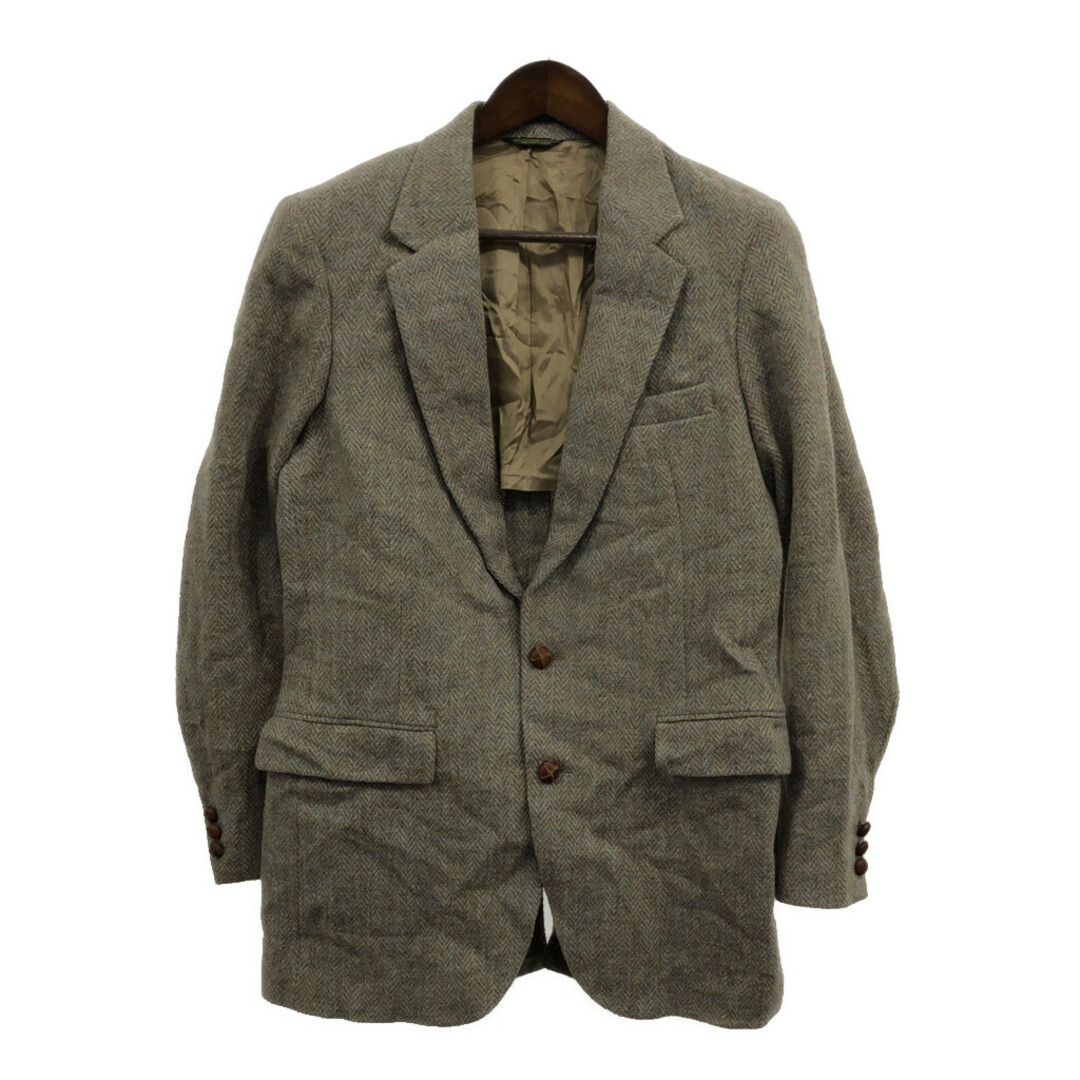 80年代 スコットランド製 Harris Tweed ハリスツイード ウールテーラードジャケット ヘリンボーンツイル (メンズ XL相当) 中古 古着 Q3506 メンズのジャケット/アウター(テーラードジャケット)の商品写真