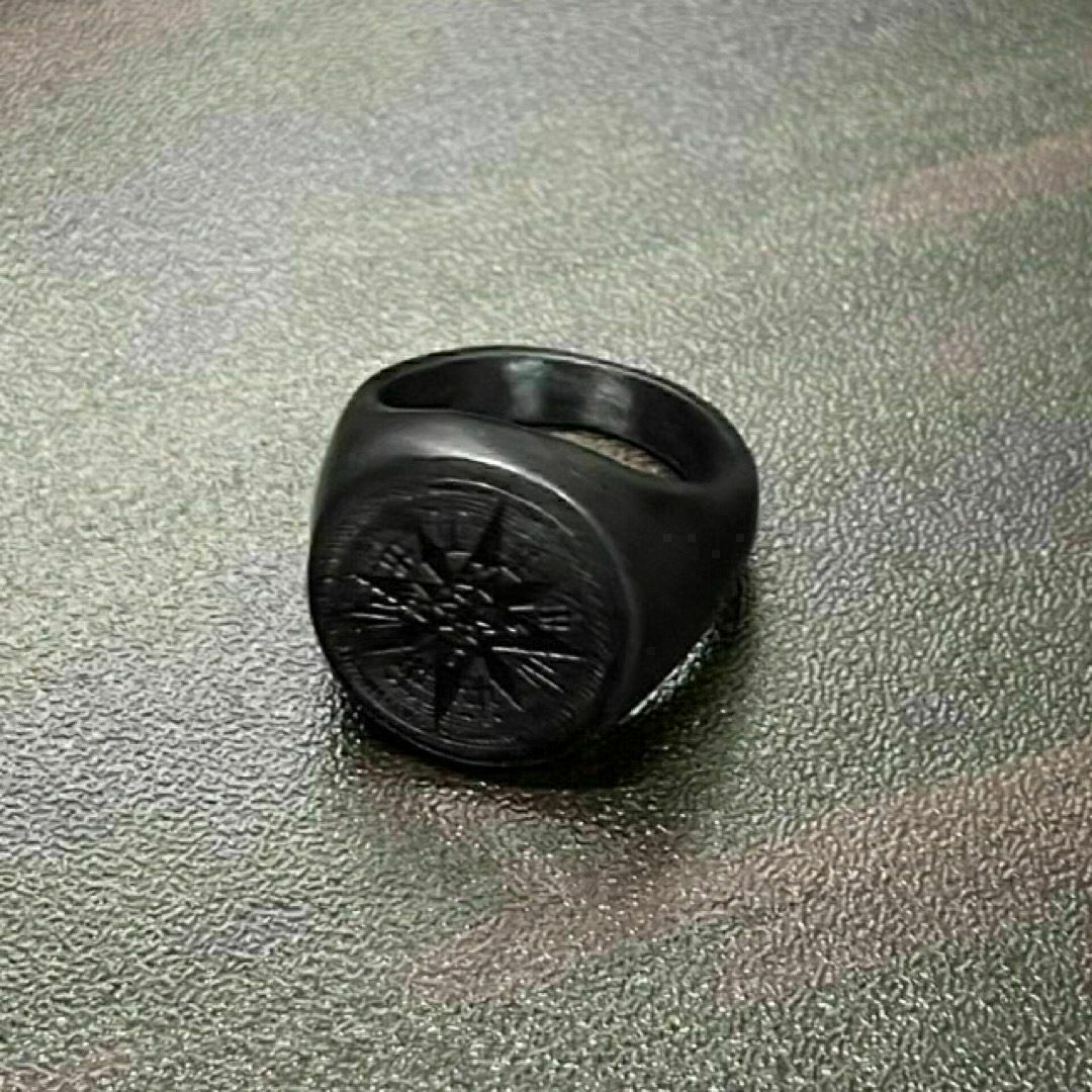 【R075】リング　メンズ　指輪　ブラック　黒　オーバル　ステンレス　20号 メンズのアクセサリー(リング(指輪))の商品写真