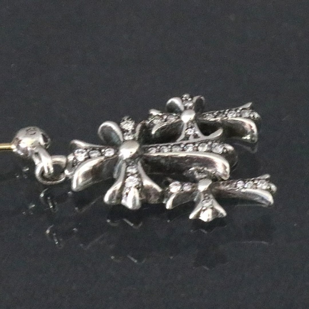 CHROME HEARTS 銀座店 クロムハーツ 3CH トリプルクロス パヴェダイヤ ドロップ ピアス シルバー SV925 94668 メンズのアクセサリー(ピアス(片耳用))の商品写真