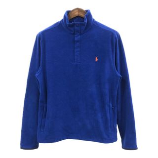 90年代 POLO GOLF ポロゴルフ ハーフスナップ フリースプルオーバージャケット ワンポイントロゴ ブルー (メンズ M) 中古 古着 Q3522(その他)