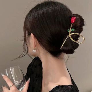 薔薇　ローズ　バンスクリップ　ヘアクリップ　韓国