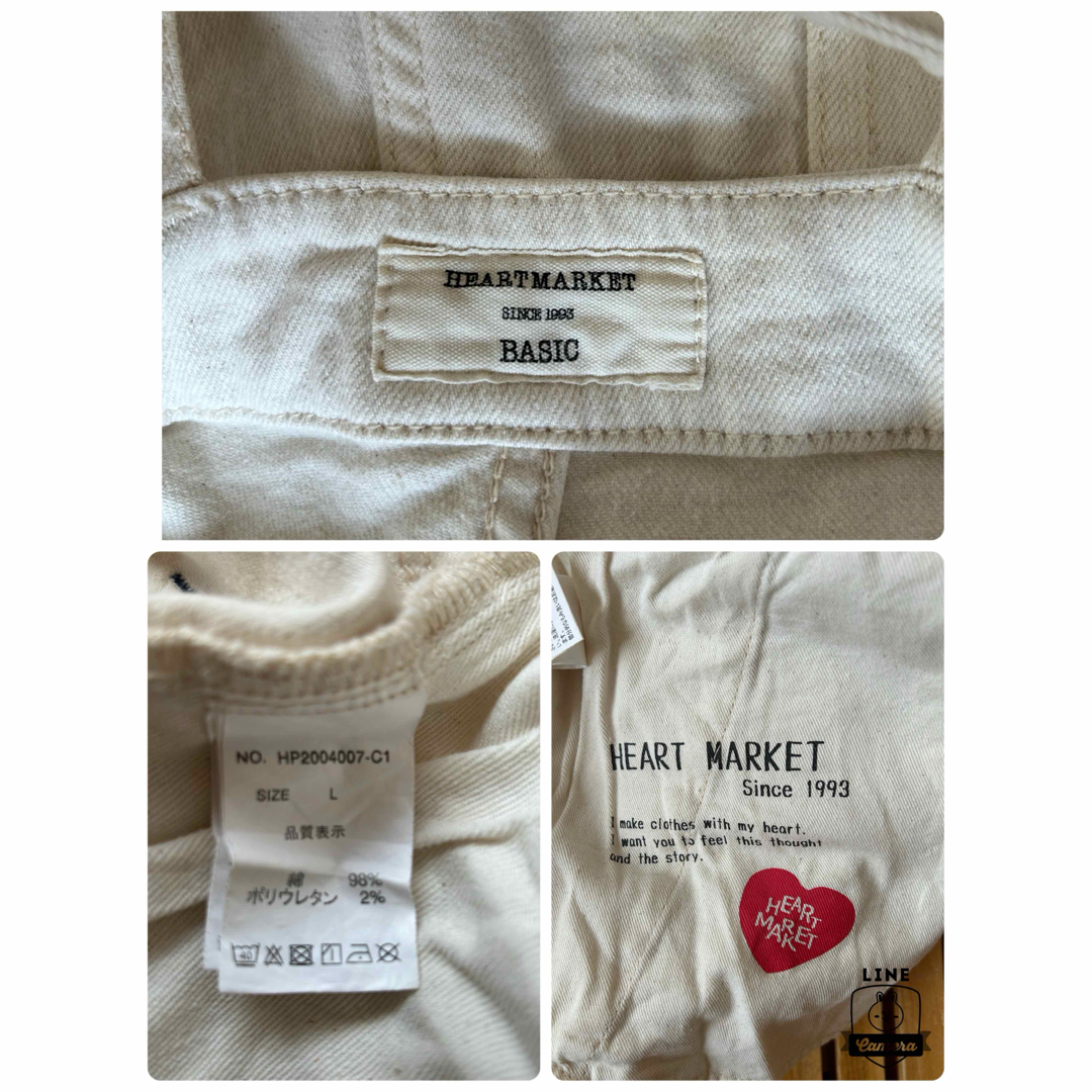 Heart Market(ハートマーケット)の美品！heart market  ホワイトデニム可愛いサロペット オーバーオール レディースのパンツ(サロペット/オーバーオール)の商品写真