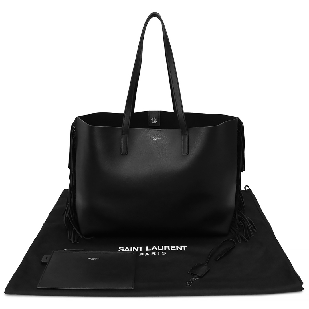 Saint Laurent(サンローラン)のサンローランパリ サックショッピング トートバッグ フリンジ カーフスキン レザー ブラック 黒 シルバー金具 410666 SAINT LAURENT PARIS（未使用　展示品） レディースのバッグ(トートバッグ)の商品写真