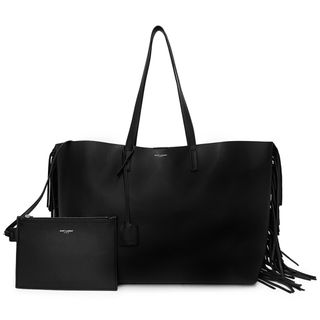 サンローランパリ サックショッピング トートバッグ フリンジ カーフスキン レザー ブラック 黒 シルバー金具 410666 SAINT LAURENT PARIS（未使用　展示品）