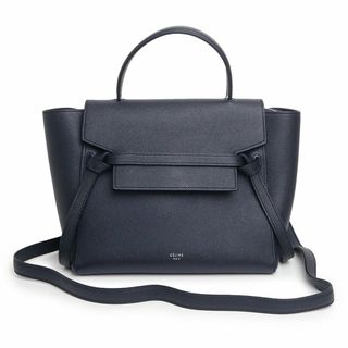 セリーヌ(celine)のセリーヌ ベルトバッグ マイクロ 2way ショルダー ハンドバッグ 斜め掛け グレインカーフスキン レザー ネイビーブルー 紺 シルバー金具 180153ZVA CELINE（未使用　展示品）(ハンドバッグ)